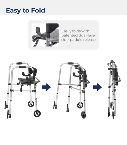 Drive Medical 10233 Clever Lite Foldable Rollator Walker, Gray