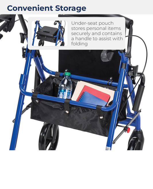 Drive Medical 795B Duet Folding Transport Wheelchair and Rollator Walker, Blue