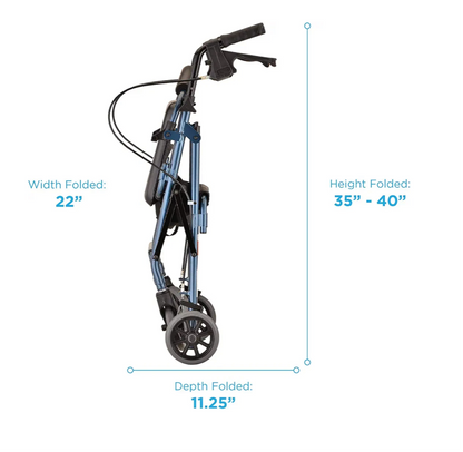 NOVA Medical Products GetGo Petite Rollator Walker for Height 4’0” - 5”4”,