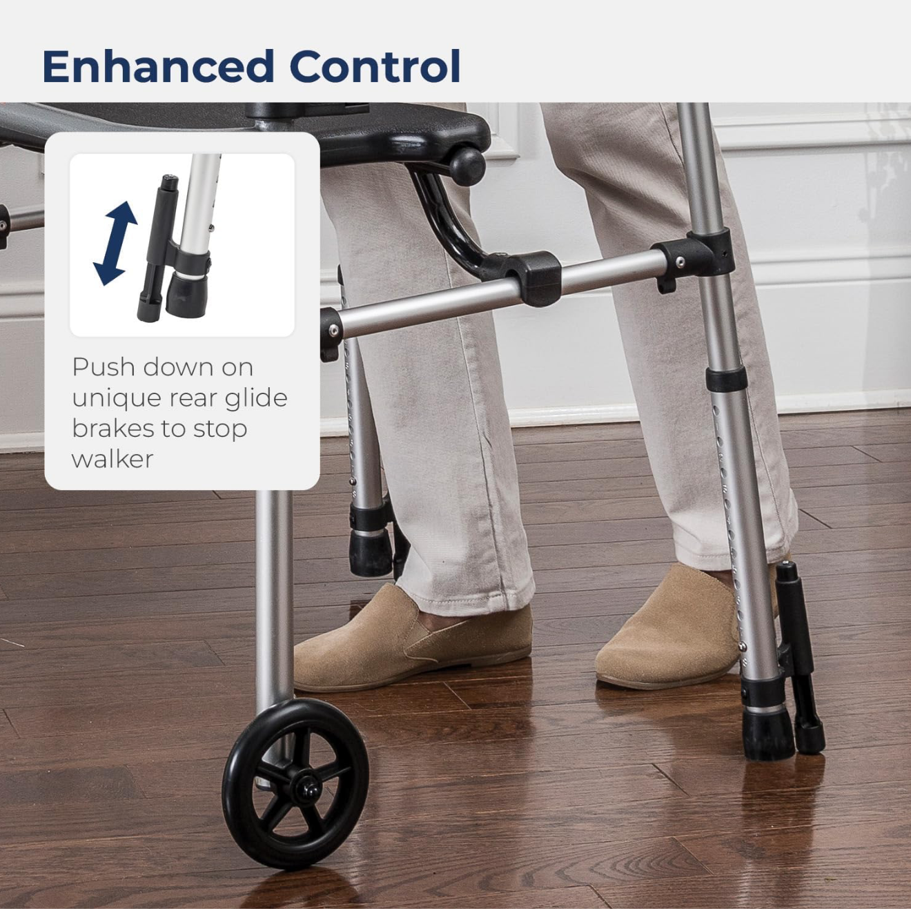 Drive Medical 10233 Clever Lite Foldable Rollator Walker, Gray